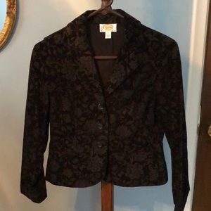 Black floral print blazer from Talbots. Size 8.